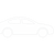 A simple, modern white car icon silhouette facing right