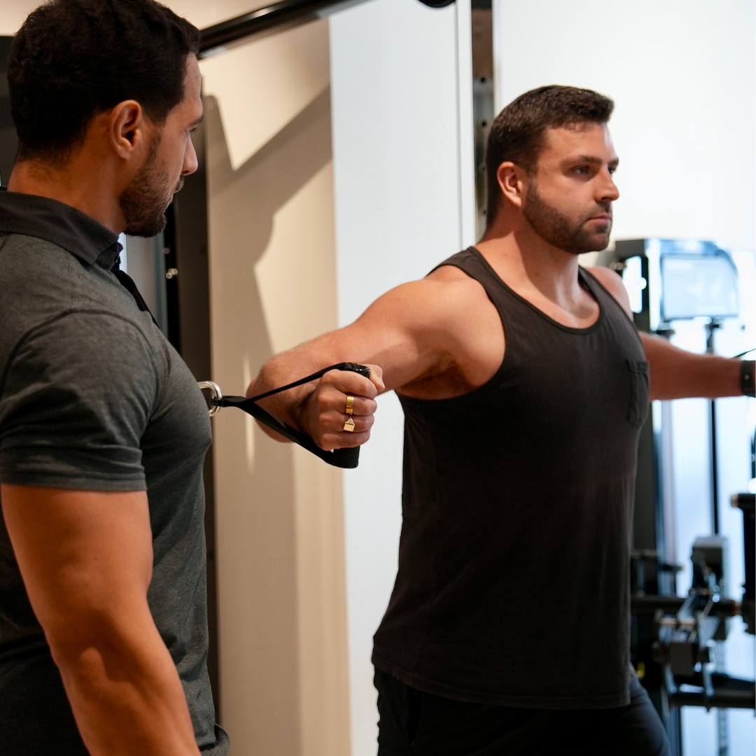 personal trainer with client in a boutique gym in Jumeirah